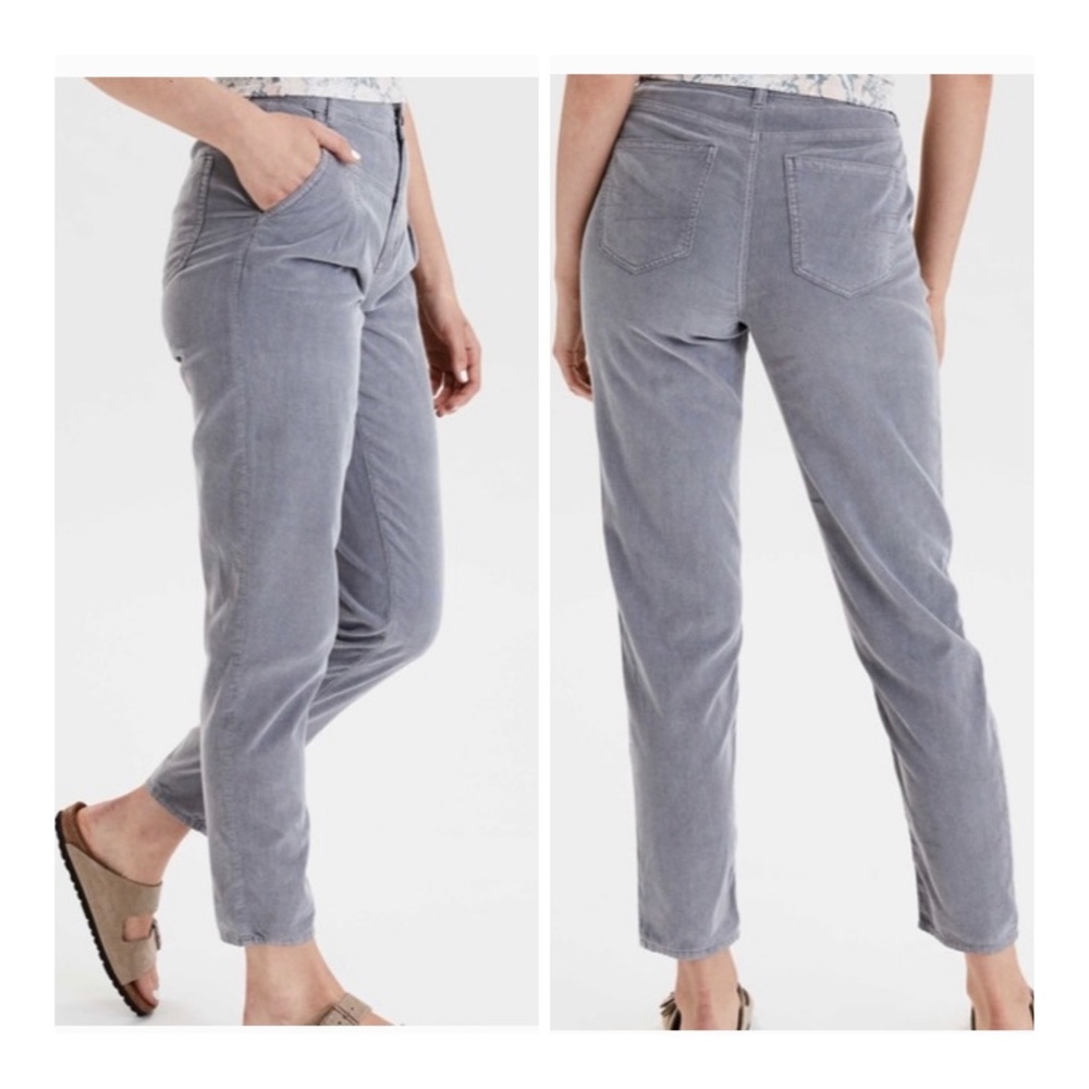 American Eagle Women’s Plus Size Corduroy Grey Mom Pants Sz 20 NWT - Picture 2 of 10